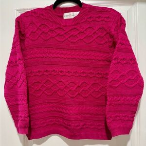 Vintage First Issue Vibrant Pink‎ Cable Knit Sweater